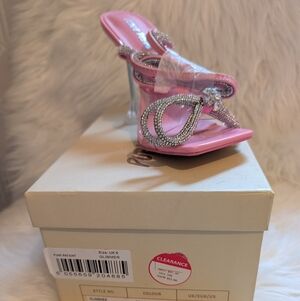 Public Desire Pink Heels with Silver Accents